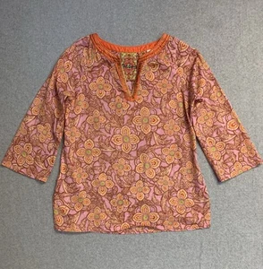 Robert Graham Top Women M Pink Bead Sequins Beach Travel Boho Bohemian Casual - Picture 1 of 12