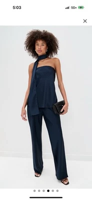 Top Reformation Sienna Azul Sin Tirantes Cuello Envolvente Talla 4 Sexy Vacaciones Nuevo con Etiquetas Foto 1 de 4