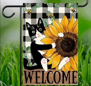 Smoking Katze Herbst Garten Flagge NEU KOSTENLOSER Versand 12 x 18 Zoll - Bild 1 von 2