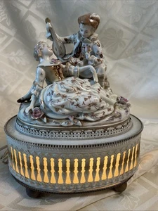 Antique Capodimonte Figural Ceramic Romantic Lights Up - Very Rare - Picture 1 of 15