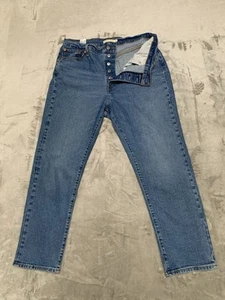 Jeans Levis para mujer 32 azul cuña botón recto mosca tiro alto denim - Imagen 1 de 14