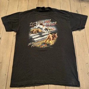 Vintage 80s 1988 3d Emblem Big Dogs Stay On The Porch Tshirt Sz L Very Rare! - Picture 1 of 9