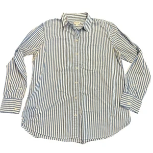 J Crew Women’s blue white striped button down Size S  - Picture 1 of 6