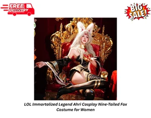 LOL Immortalized Legend Ahri Cosplay Nine-Tailed Fox Costume for Women - Picture 1 of 5