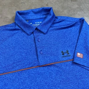 Under Armour Playoff Polo Mens XL UA Freedom GOLF Deep Blue Playoff 3.0 - Picture 1 of 7