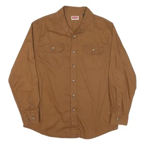 WRANGLER Hombre Marrón Ropa de Trabajo Camisa L Mezcla Algodón Manga Larga Botón - Imagen 1 de 6