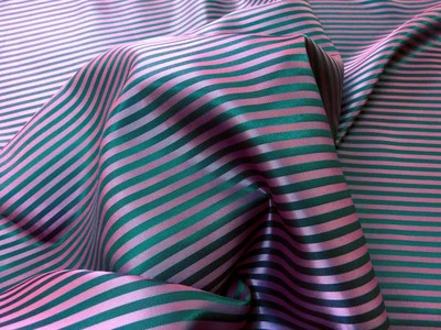 Pink & Gray Viscose Stripes Fabric Material Suit Jacket Skirt Ties Lining - Image 1 of 2