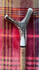 STAG HORN THUMB STICK ON HAZEL SHANK - Picture 1 of 6