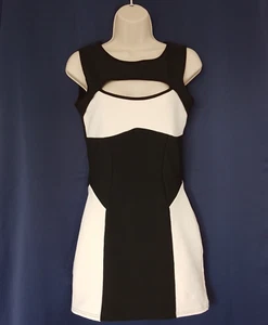 Evita Mod 60's Style Classic Black White Figure Hugging Dress Size 10/12 Party - Picture 1 of 10