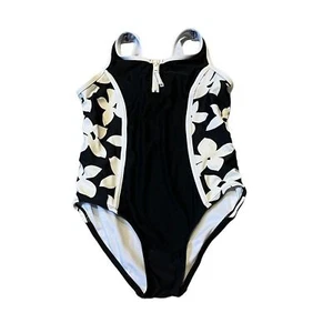 Raisins Kid's Black & White Floral Sporty One Piece Swimsuit - Picture 1 of 7