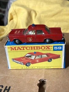Matchbox By Lesney Made In England No.59 Ford Galaxie Fire Chief With Box - Picture 1 of 11