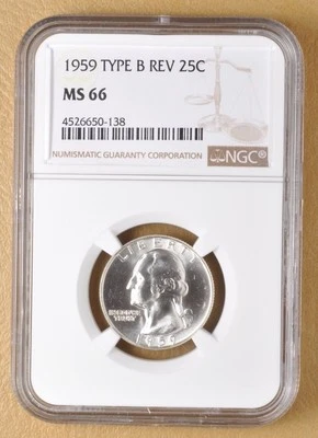1959 P Washington Quarter 'Type B Reverse' NGC MS66 - Image 1 of 2