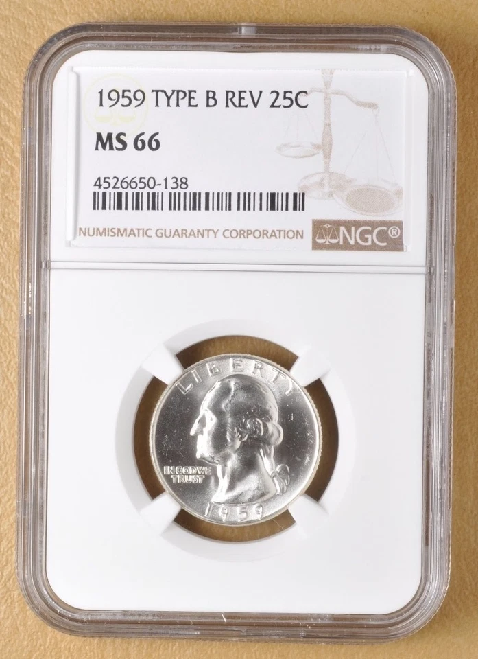 1959 P Washington Quarter 'Type B Reverse' NGC MS66 - Image 1 of 2
