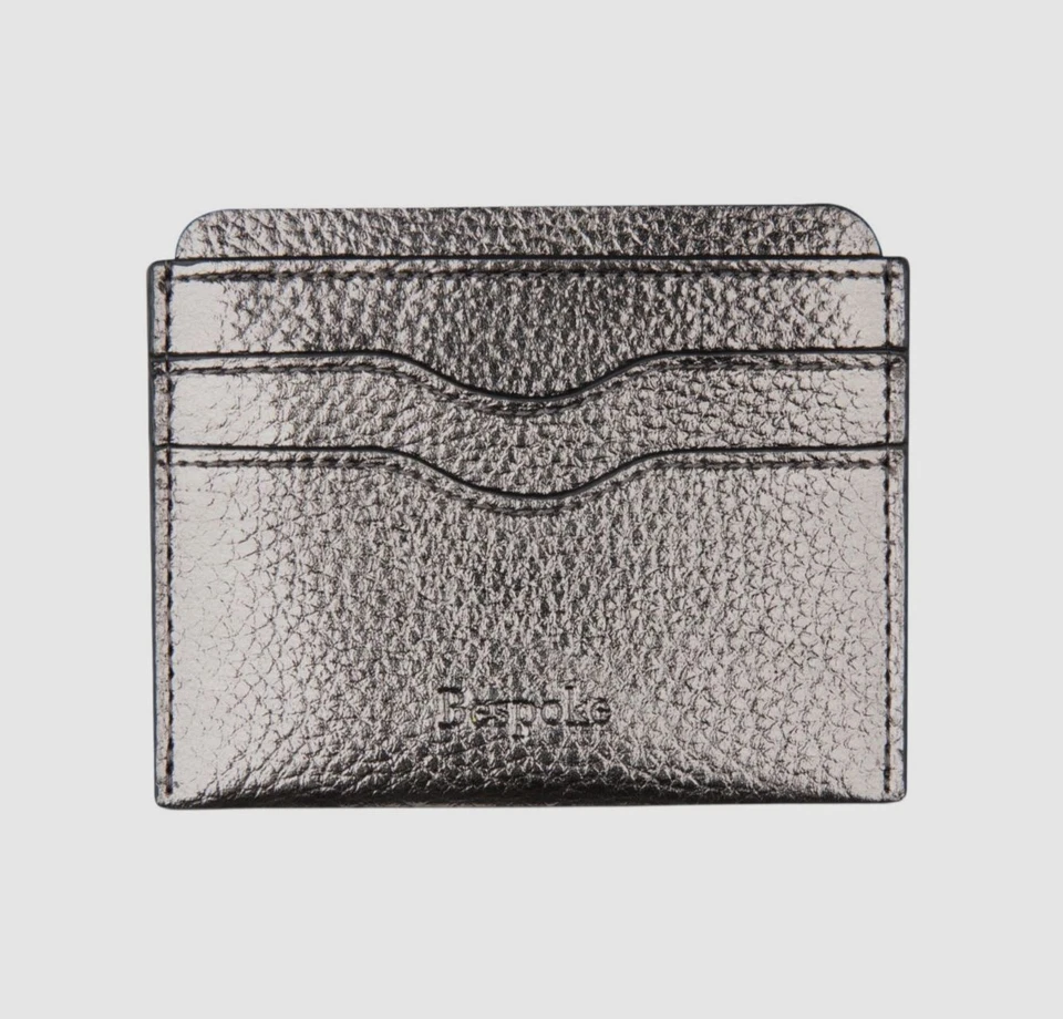 Bespoke Men's Silver Pebble Leather Card Case Cardholder