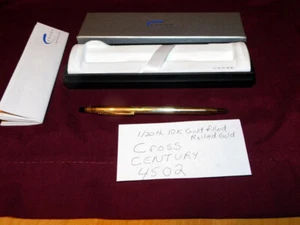 CROSS Century 1/20th 10K Gold Filled Rolled Ballpoint Pen 4502 & Box Used - Picture 1 of 12