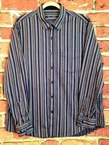 Camisa a rayas azules manga larga con botones Tasso Elba para hombre XL 17-17,5 (34-35) - Imagen 1 de 12