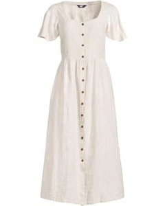 LANDS' END Plus Size 2X Linen Sweetheart Button Front Midi Dress NWT $130 - Picture 1 of 3