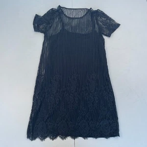 Vila Dress Large Blue Short Sleeve Round Neck Knee Length Lined VIMAGGY - Picture 1 of 12
