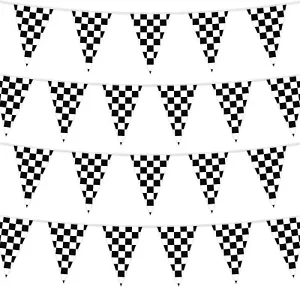 Checkered Flags Black and White 100’ FT Pennant Racing Banner | Theme Par - Picture 1 of 7