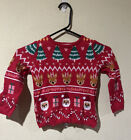 H&M Christmas Sweater Santa Reindeer Tree Candy Santa Hearts Sz 2-4 yrs Girl z2
