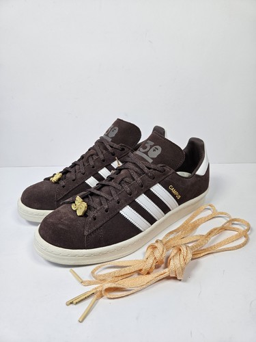 Scarpe da ginnastica uomo Adidas Campus 80s Bape 30th Anniversary in camoscio marrone nuove con etichette UK 8