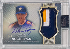 2017 TOPPS DYNASTY NOLAN RYAN AUTO ASTROS 4/5 GOLD 3-COLOR PATCH RELIC AUTOGRAPH