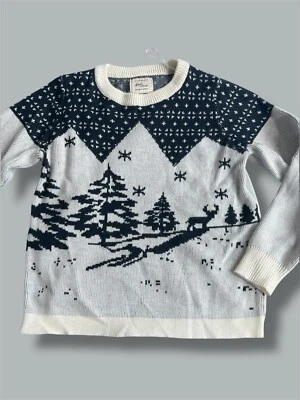 Prendas de punto de algodón diseñadas en Australia talla mediana escena de nieve ciervo de montaña Foto 1 de 4