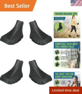 4 Pack of Durable Rubber Replacement Tips for Hiking and Nordic Walking Poles - Picture 1 of 11