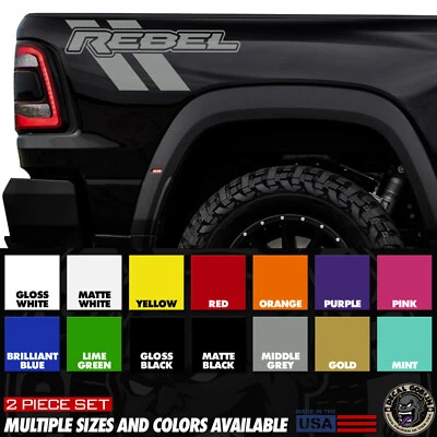 Vinyl Stickers Decal Graphics For Dodge Ram Fits Rebel Hash Truck Set x2 USA - Image 1 of 4
