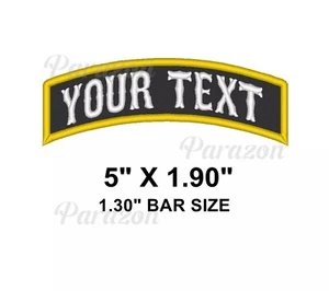 Custom Embroidered 5" Top Rocker Motorcycle Biker Name Tag Sew on Patch (A) - Picture 1 of 11