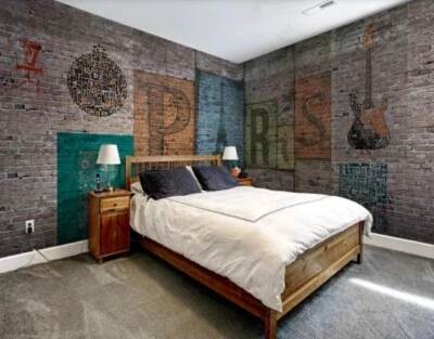 3D Retro English Eiffel Tower Self-adhesive Removeable Wallpaper Wall Mural - Image 1 of 4