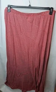 Bobeau Pre-owned Plus-size 3X Red And Gray Striped Long Skirt Elastic Waist - Picture 1 of 5