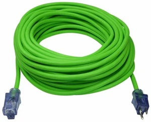 100' 12 Gauge Neon Lime Green Extension Cord w/Lighted End (UL/ETL) - Picture 1 of 2