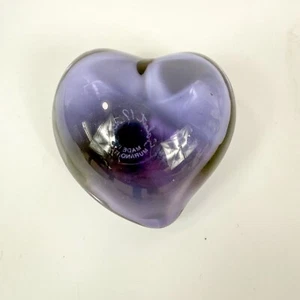 Salute Italia Murano Art Glass Lavender Purple Puffed Heart Paperweight Gift - Picture 1 of 5