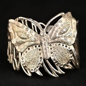 Antique Vintage Original Designer MCM Silver Butterfly Cuff Estate Bracelet - Picture 1 of 18