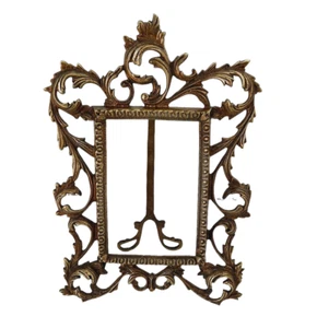 SOLID BRONZE PICTURE FRAME VICTORIAN FLORAL OLD PATINA 19TH CENTURY ANTIQUE - Picture 1 of 6