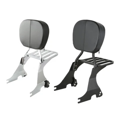 Respaldo negro/cromo barra portaequipajes apto para Harley Sportster XL 2004-22 Foto 1 de 4