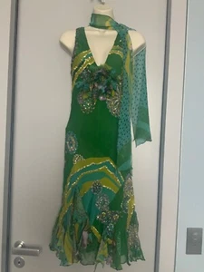 Elie Saab vintage green floral sequin embroidered dress size 42 - Picture 1 of 10