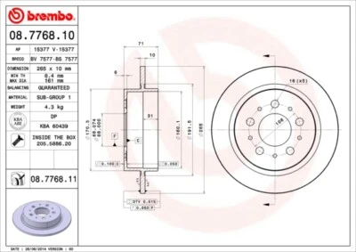 2x 08.7768.10 BREMBO BRAKE DISC PAIR REAR AXLE FOR VOLVO — 第 1/4 张图片