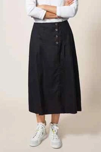 WHITE STUFF Ciara Rock schwarz midi linen skirt UVP 70,00 - Bild 1 von 4