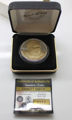 NFL Emmitt Smith 1 oz plata fina .999 con lingotes de oro de 24K redondo solo 1500 hecho Foto 1 de 4