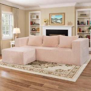 NAIZEA Modular Sectional Sofa Upholstered Boneless Couch with L-Shape Chaise - Picture 1 of 21