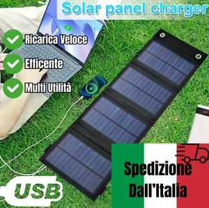 PANNELLO SOLARE PIEGHEVOLE USB 25W FLESSIBILE IMPERMEABILE RICARICA TELEFONO - Foto 1 di 7