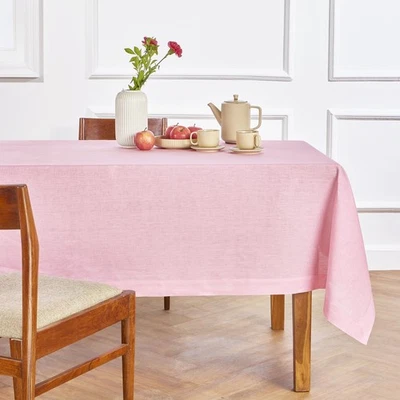 Linen Tablecloth 60 x 120 Inch - 100 Pure Linen Pink Lemonade Table Cloth for... - Image 1 of 4