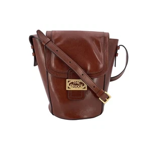 Authentic The Bridge Vintage Brown Leather Shoulder Bag Flap Bucket - Picture 1 of 5