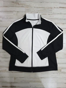 Made For Life Black and White Zip Up Jacket With Pockets Size PL 100% Polyester - Picture 1 of 8