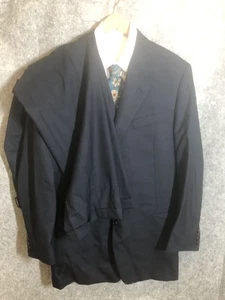 Hickey Freeman Suit Mens 46 Long Blue 100% Wool Boardroom Blazer Pants USA - Picture 1 of 15