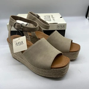 a.n.a Laskie Women Shoes Ankle Buckle Strap Sandals Brown Stone Size 9.5M - Picture 1 of 13