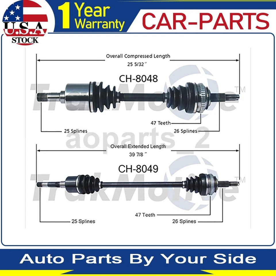 2 ejes delanteros TrakMotive CV eje articulado para Dodge Shadow 1989 1988 1987 Foto 1 de 3