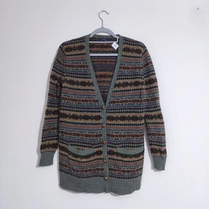 Ralph Lauren Womens Fair Isle Cardigan Wool Lambswool Knit Green Red Small Grey - Picture 1 of 11